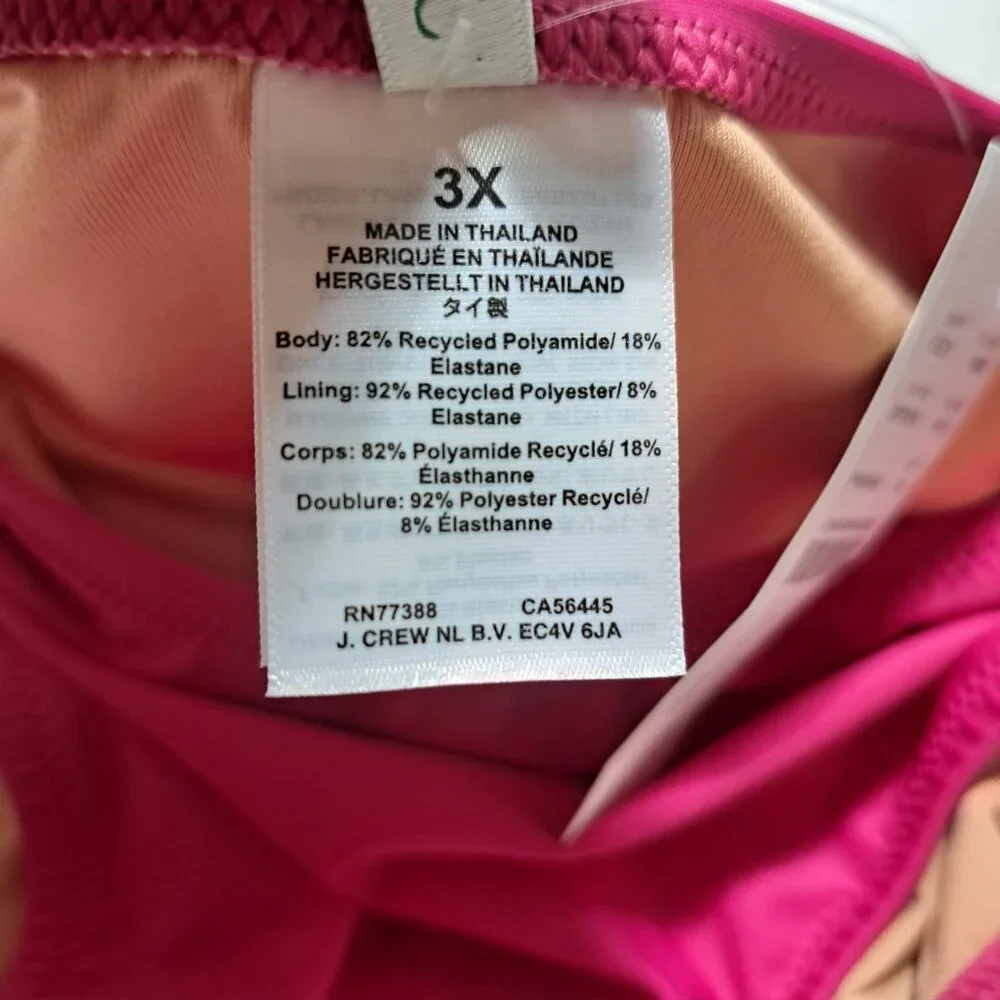 J. Crew Heritage 1989 High‎ Leg Bikini Bottom Size 3X Radiant Fuchsia Pink BP209